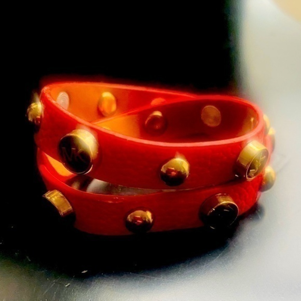 Michael Kors leather wrap around double bracelet